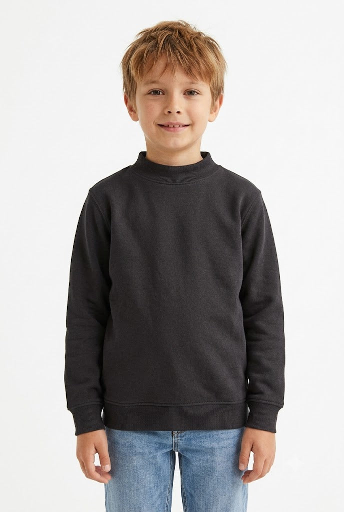 Junior Boys’ Ultra Warm Lightweight Knitted Mock Neck Sweatshirt – Black