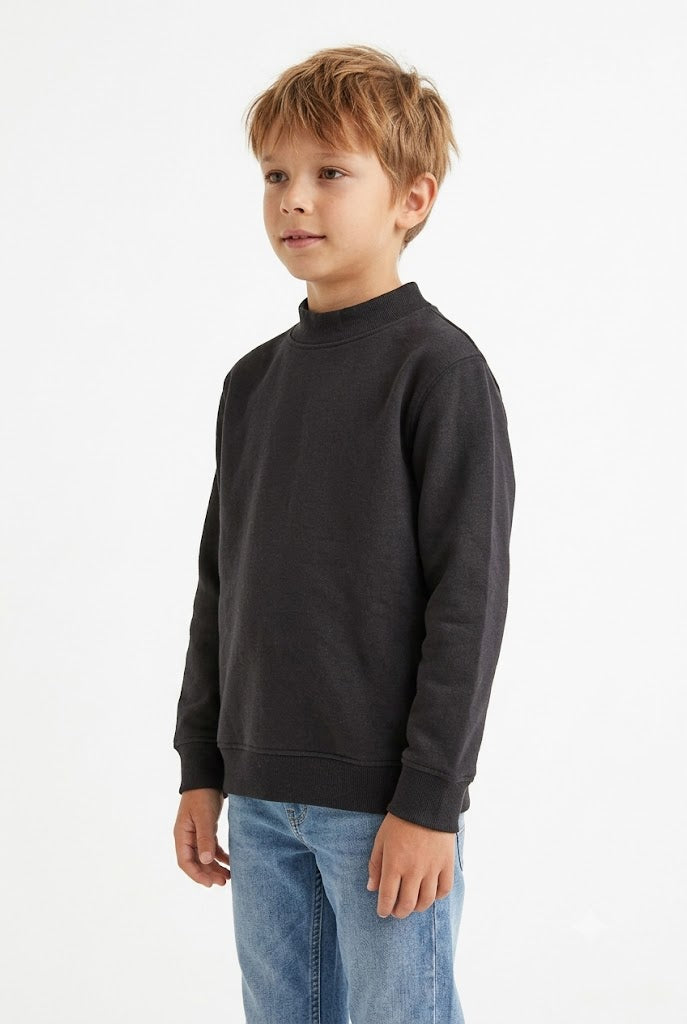 Junior Boys’ Ultra Warm Lightweight Knitted Mock Neck Sweatshirt – Black