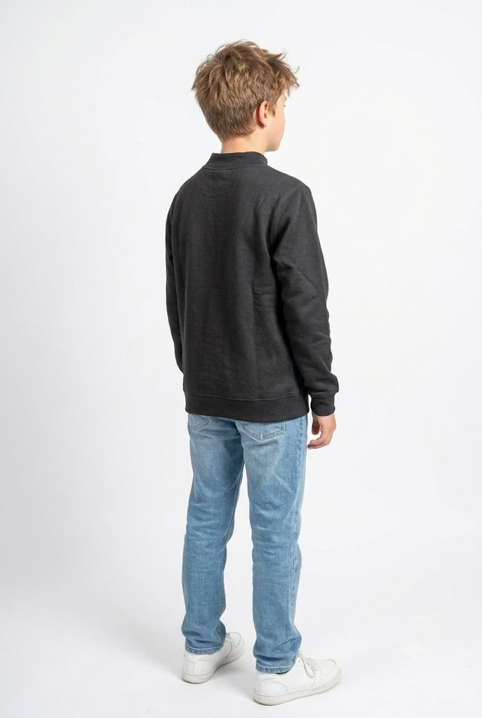 Junior Boys’ Ultra Warm Lightweight Knitted Mock Neck Sweatshirt – Black