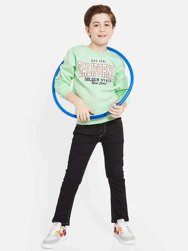 Octave Boys Green Printed Sweatshirt