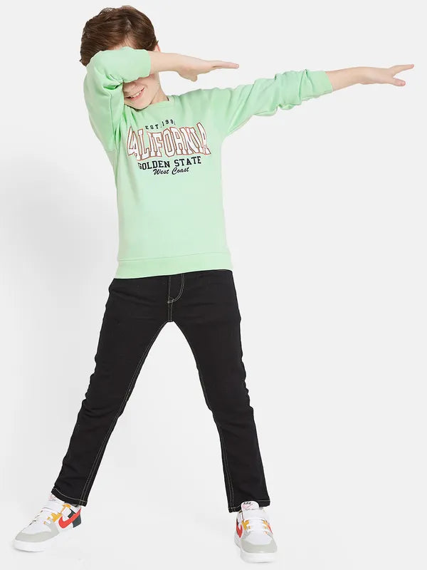 Octave Boys Green Printed Sweatshirt