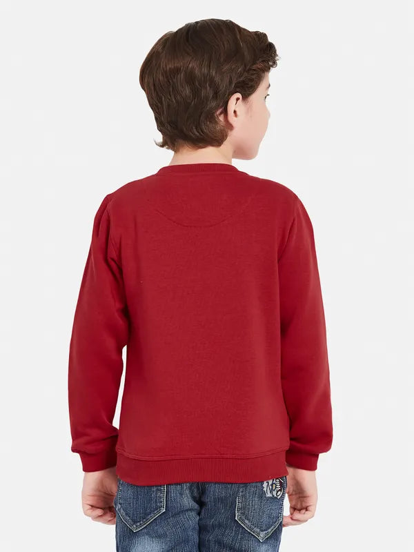 Octave Boys Typography Printed Fleece Pullover