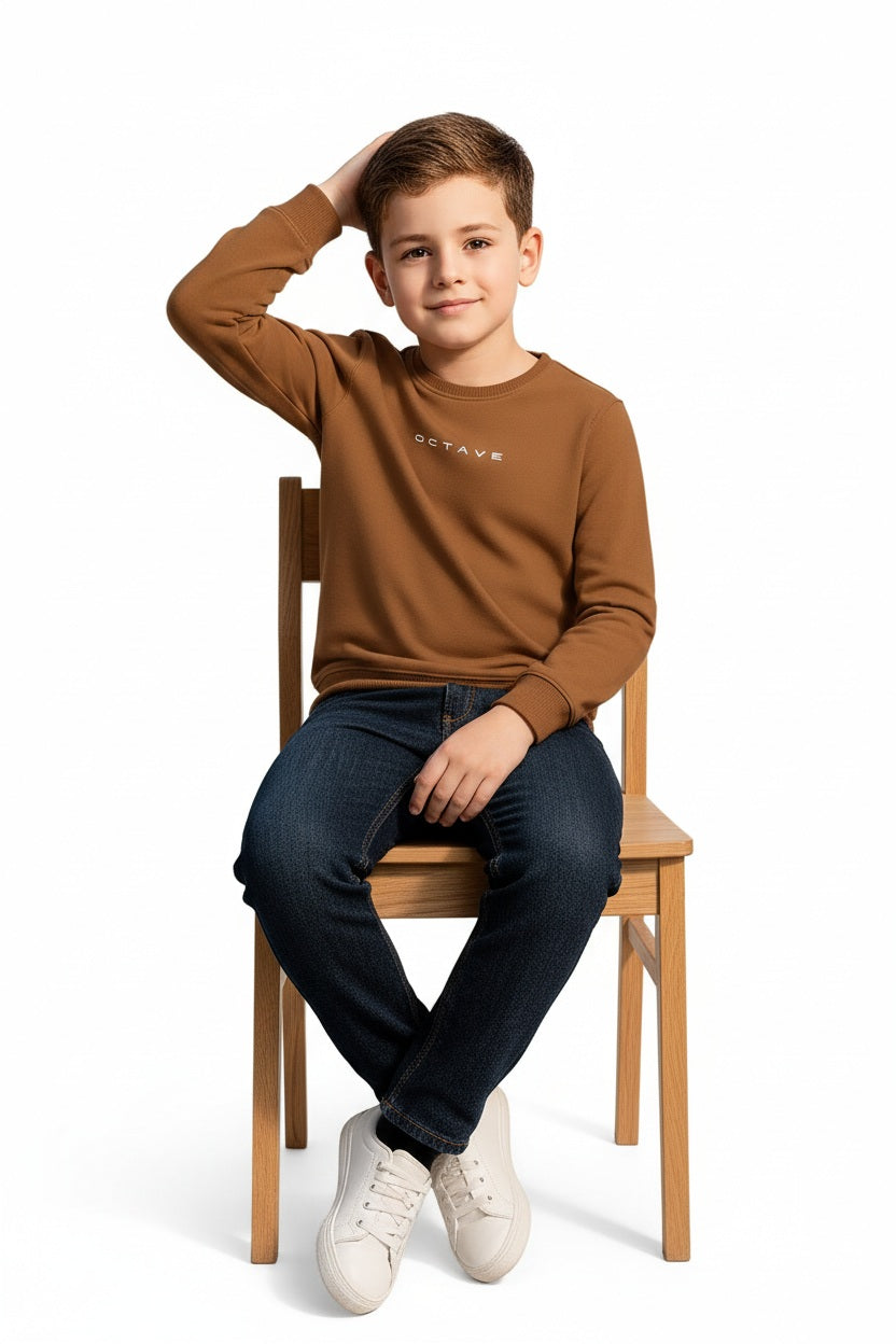 Boys Round Neck Graphic Print  Sweatshirt