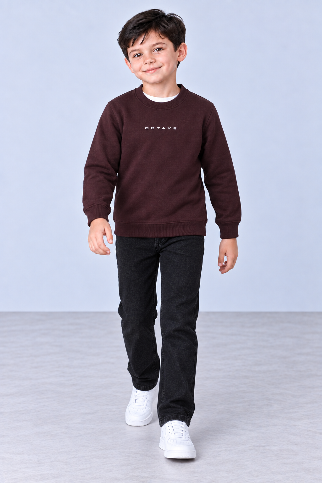 Junior Boys Core Wine Cotton Brushed Fleece Sweatshirt – Regular Fit
