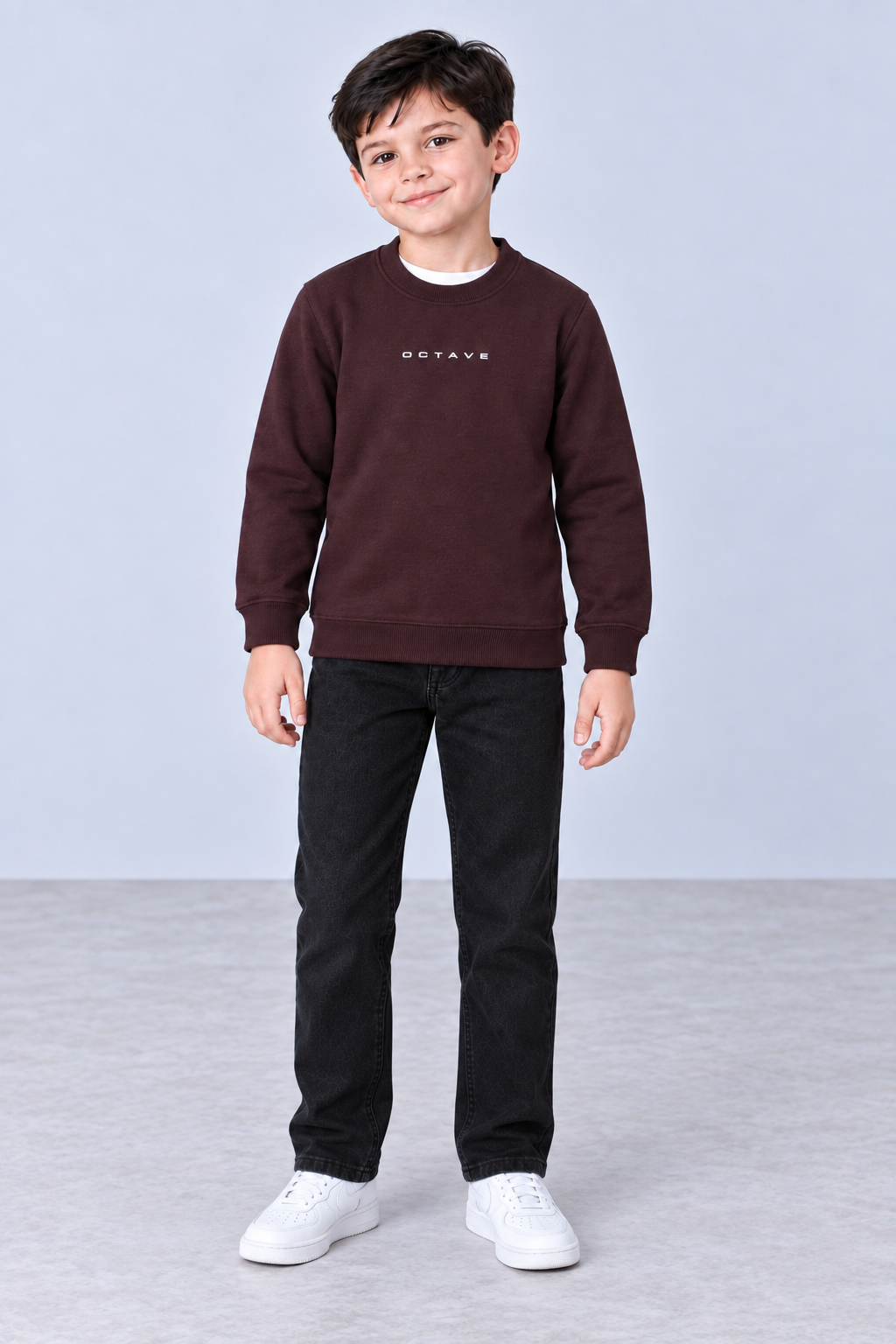 Junior Boys Core Wine Cotton Brushed Fleece Sweatshirt – Regular Fit
