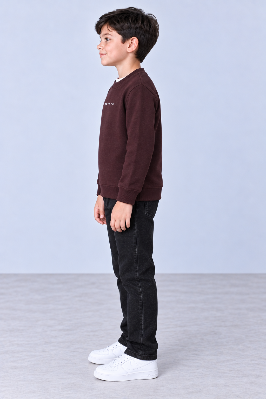 Junior Boys Core Wine Cotton Brushed Fleece Sweatshirt – Regular Fit
