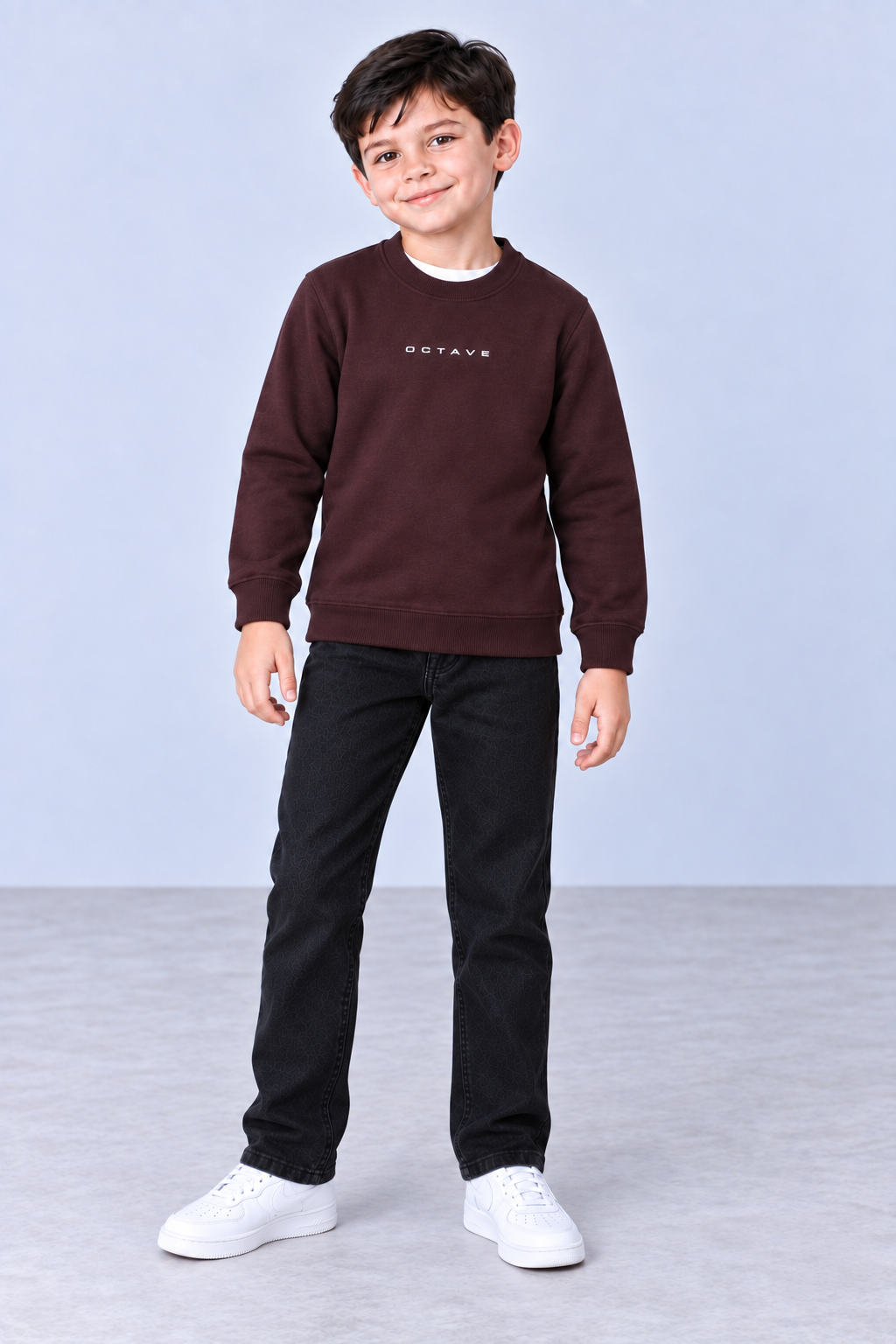 Junior Boys Core Wine Cotton Brushed Fleece Sweatshirt – Regular Fit