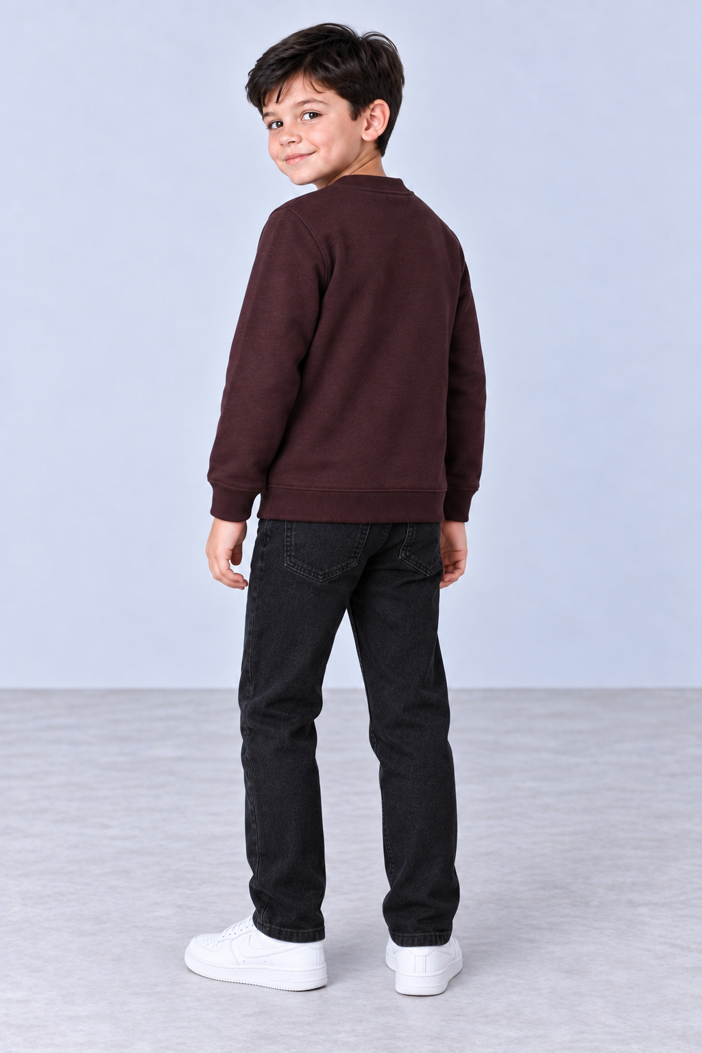 Junior Boys Core Wine Cotton Brushed Fleece Sweatshirt – Regular Fit