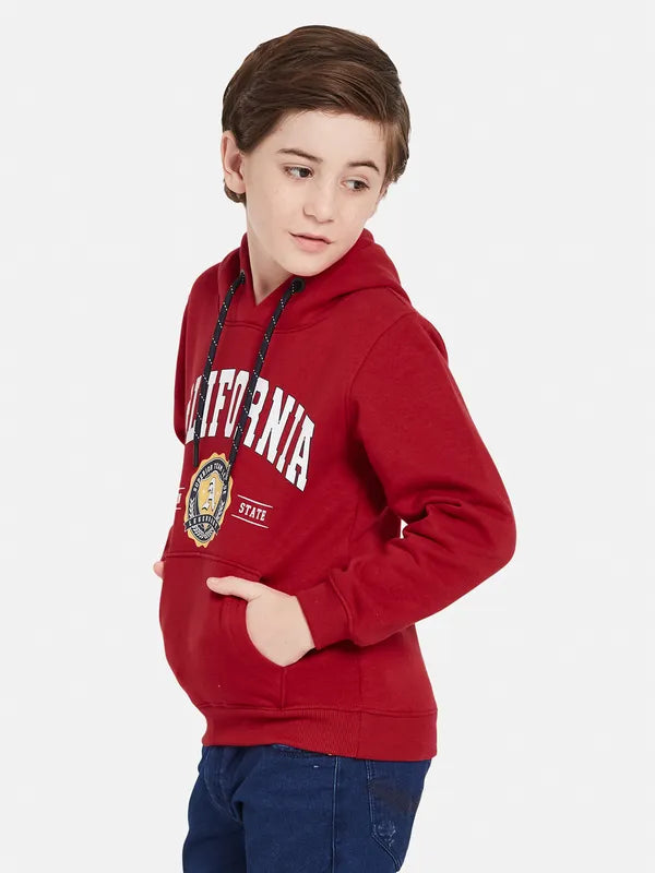 Octave Boys Typography Printed Hooded Sweatshirt