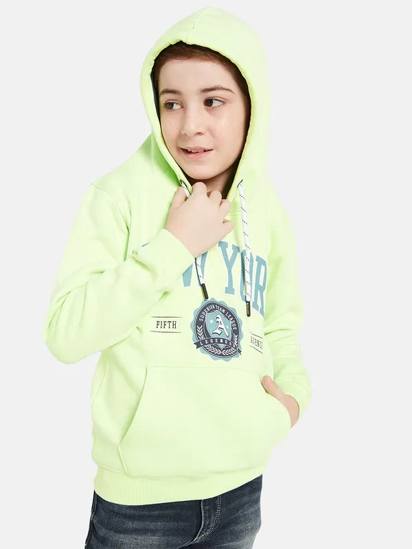 Octave Boys Green Printed Hooded Sweatshirt