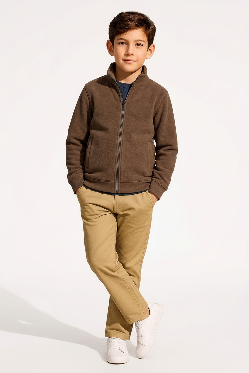 Boys Solid Mandarin Neck Sweatshirt