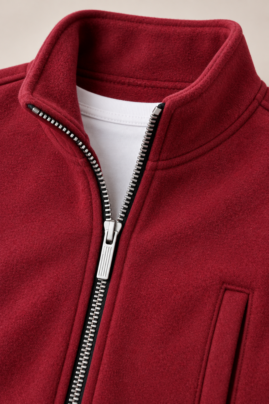 Junior Boys Merlot Melange German Velvet Full-Zip Sweatshirt – Regular Fit