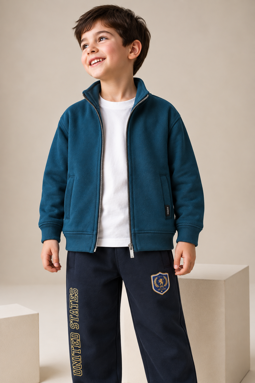Junior Boys Pacific Melange German Velvet Full-Zip Sweatshirt – Regular Fit