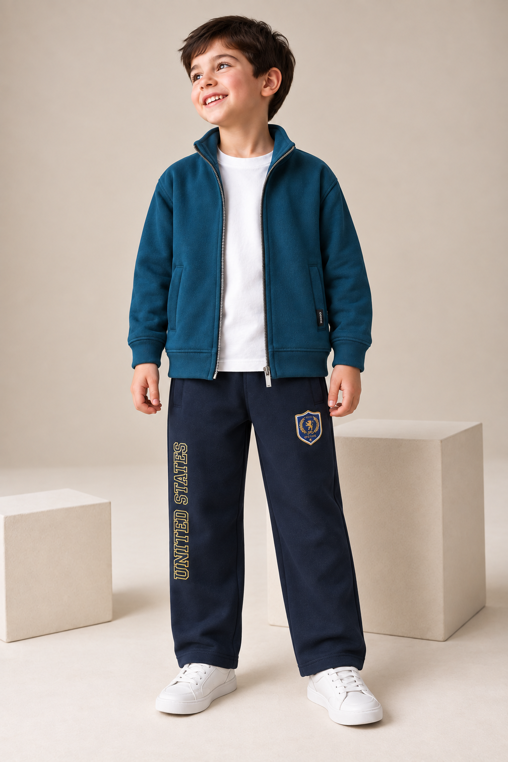 Junior Boys Pacific Melange German Velvet Full-Zip Sweatshirt – Regular Fit