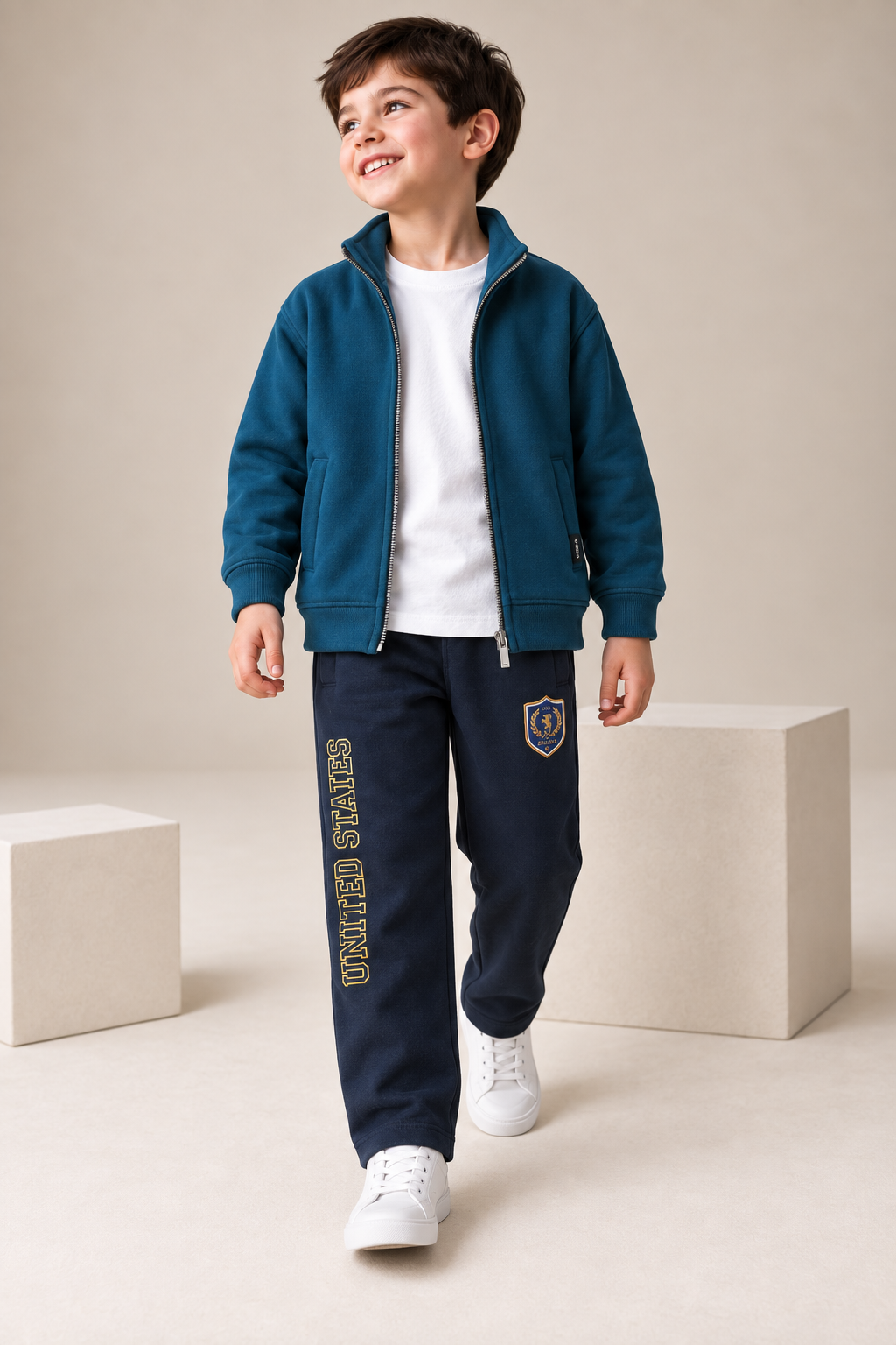 Junior Boys Pacific Melange German Velvet Full-Zip Sweatshirt – Regular Fit