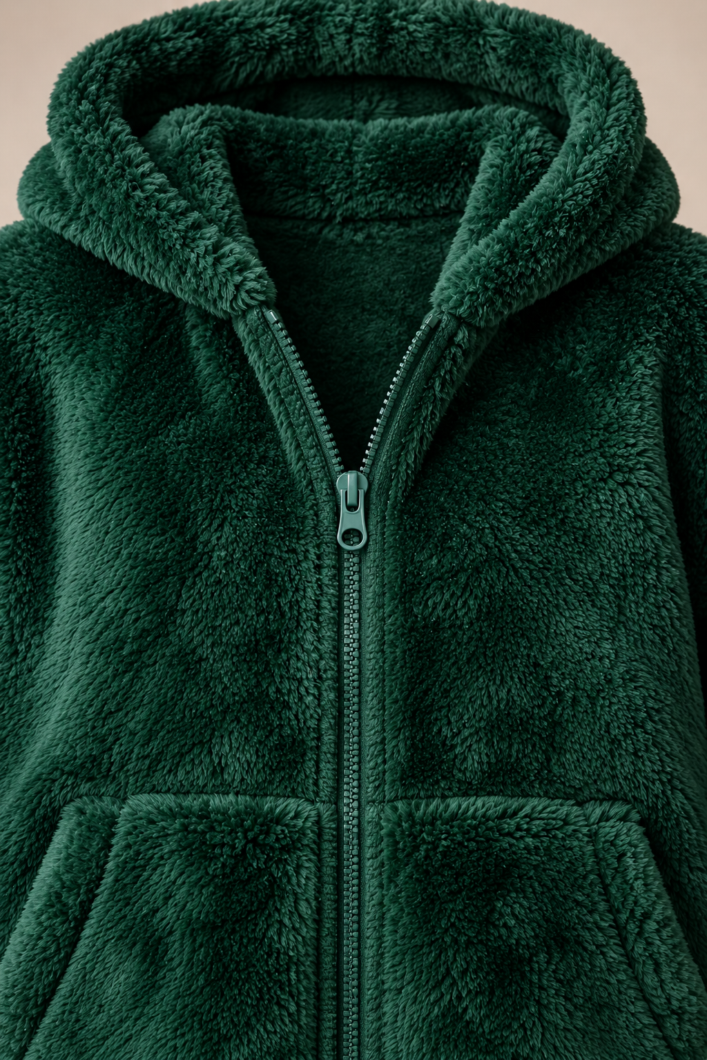 Junior Boys Hunter Green Double-Sided Coral Fur Hooded Sweatshirt – Regular Fit