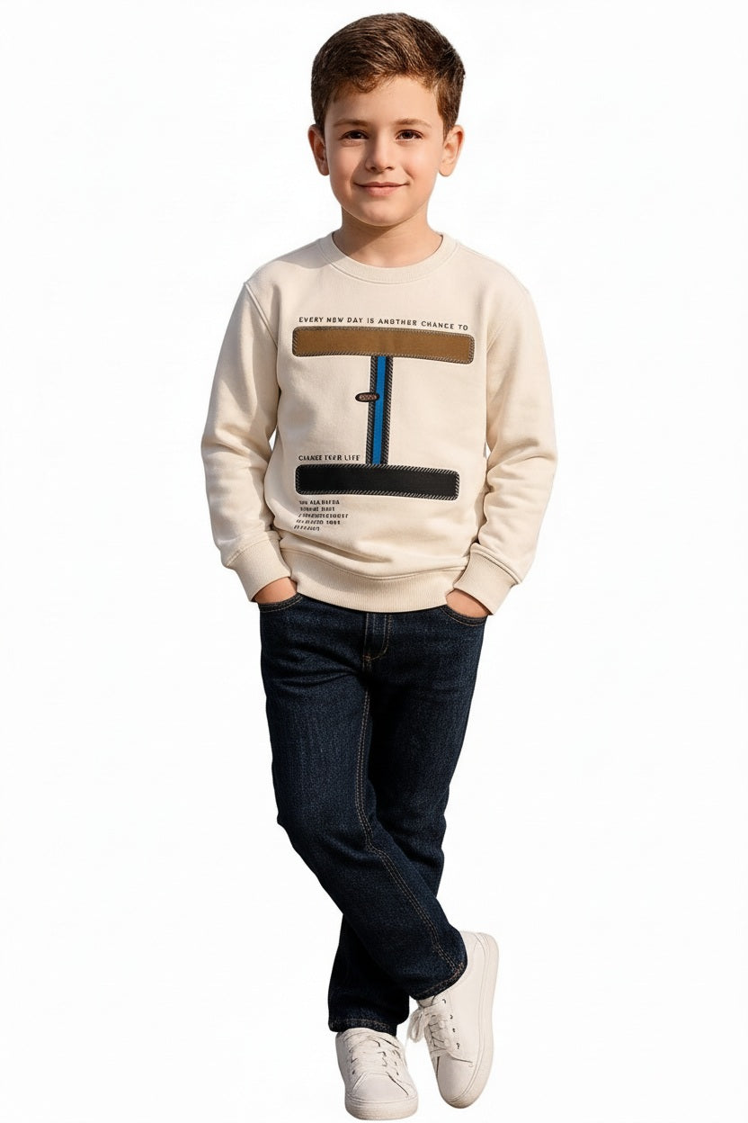 Boys Round Neck Graphic Print  Sweatshirt
