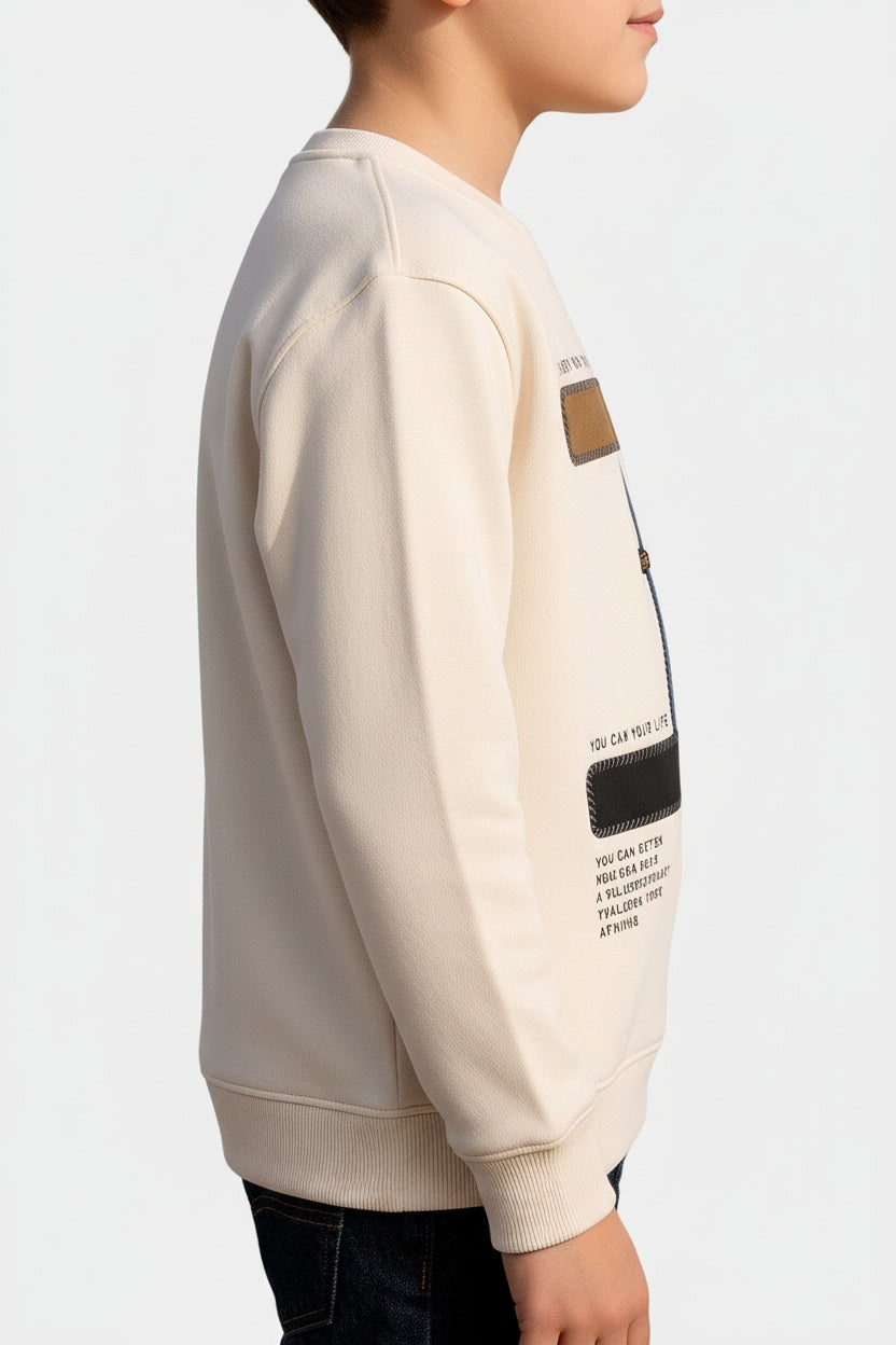 Boys Round Neck Graphic Print  Sweatshirt