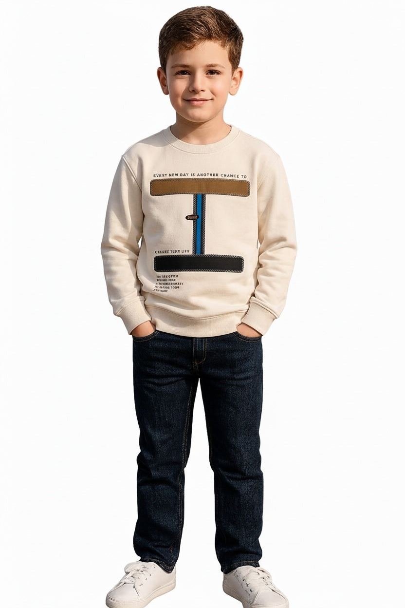 Boys Round Neck Graphic Print  Sweatshirt