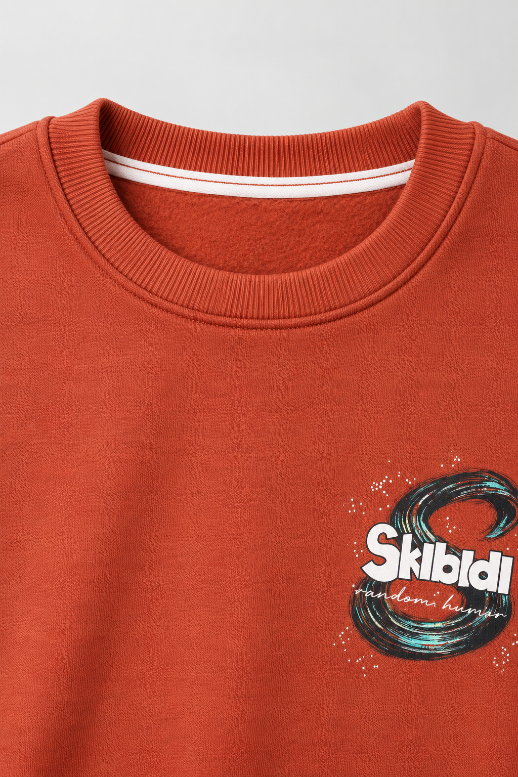 Junior Boy Knitted Brushed Cotton Light Rust Sweatshirt with Graphic Print