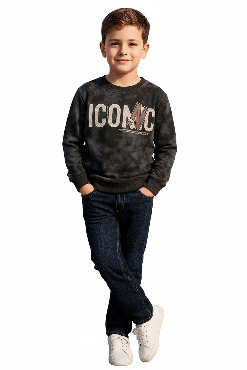 Boys Round Neck Camouflage Sweatshirt
