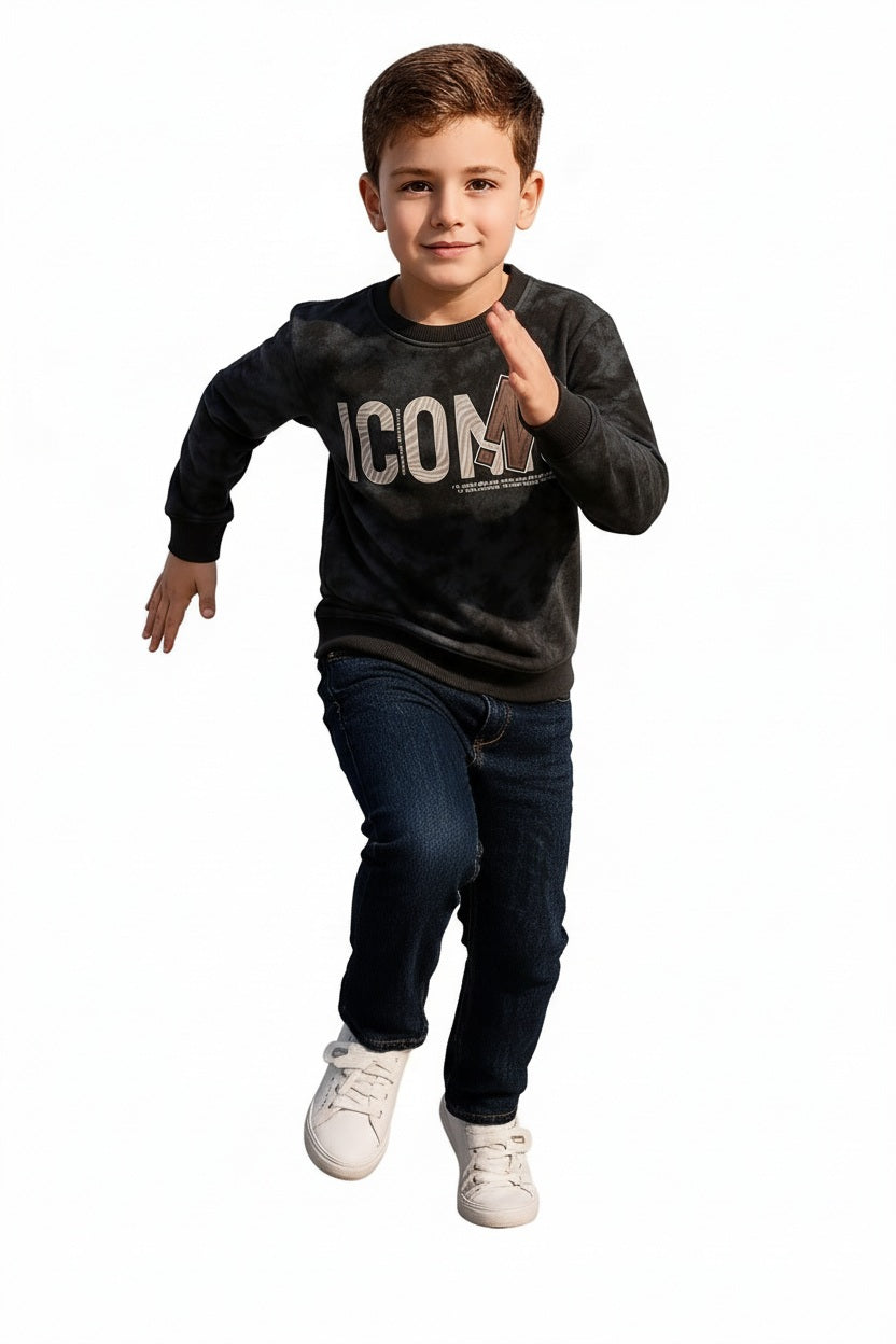 Boys Round Neck Camouflage Sweatshirt