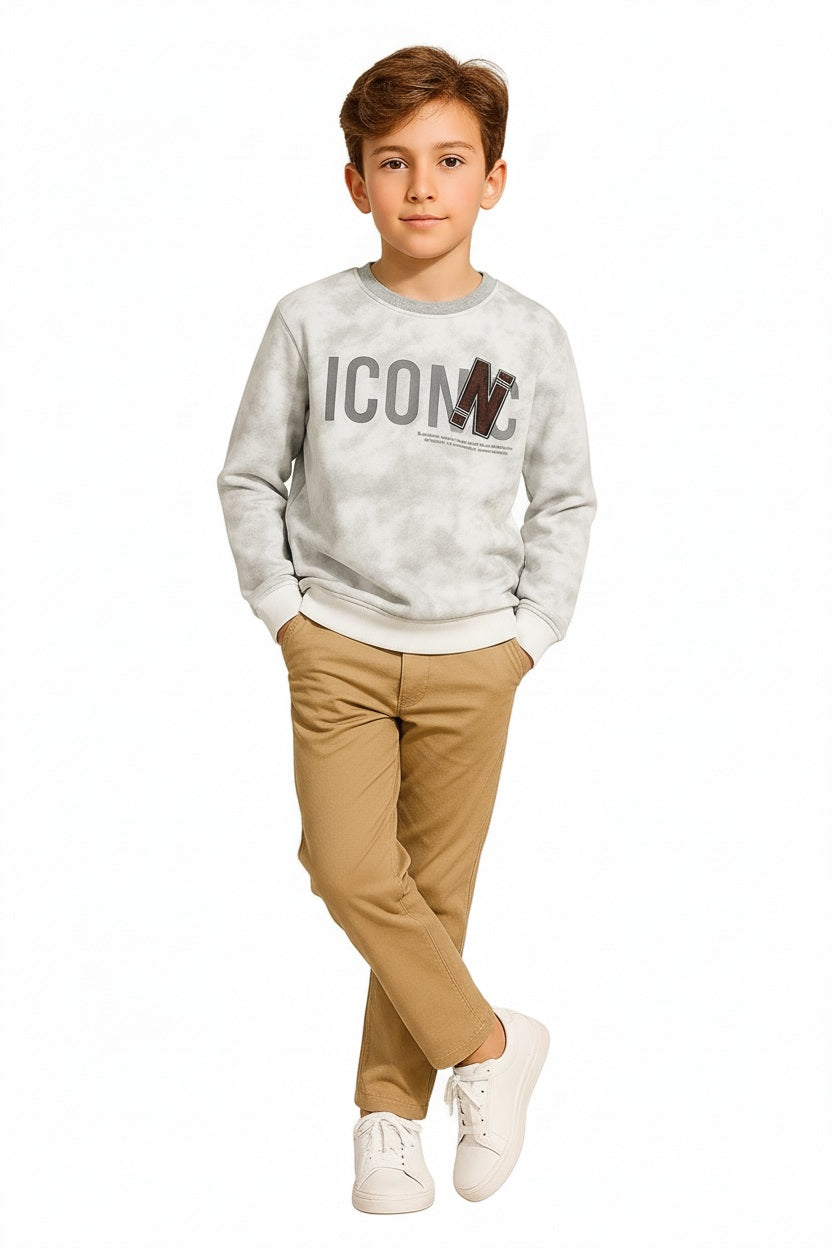 Boys Round Neck Camouflage Sweatshirt