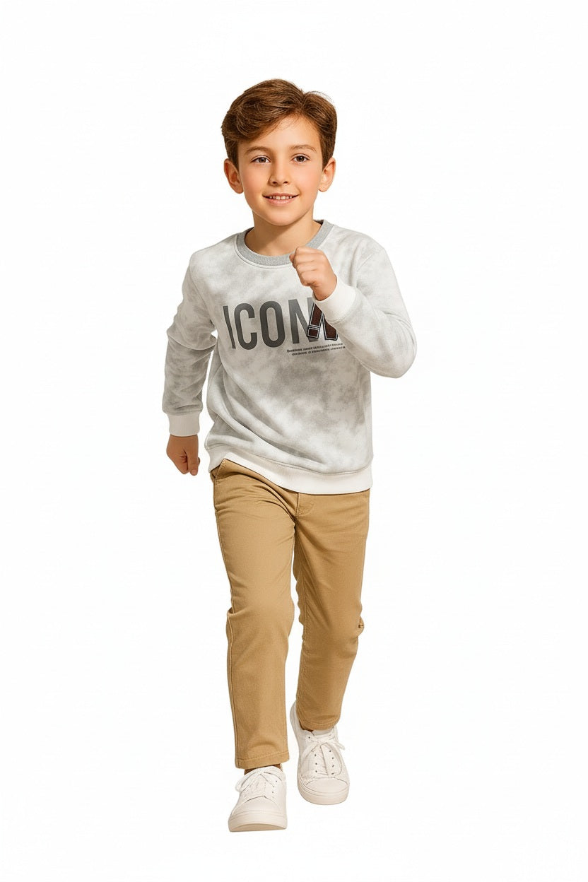 Boys Round Neck Camouflage Sweatshirt