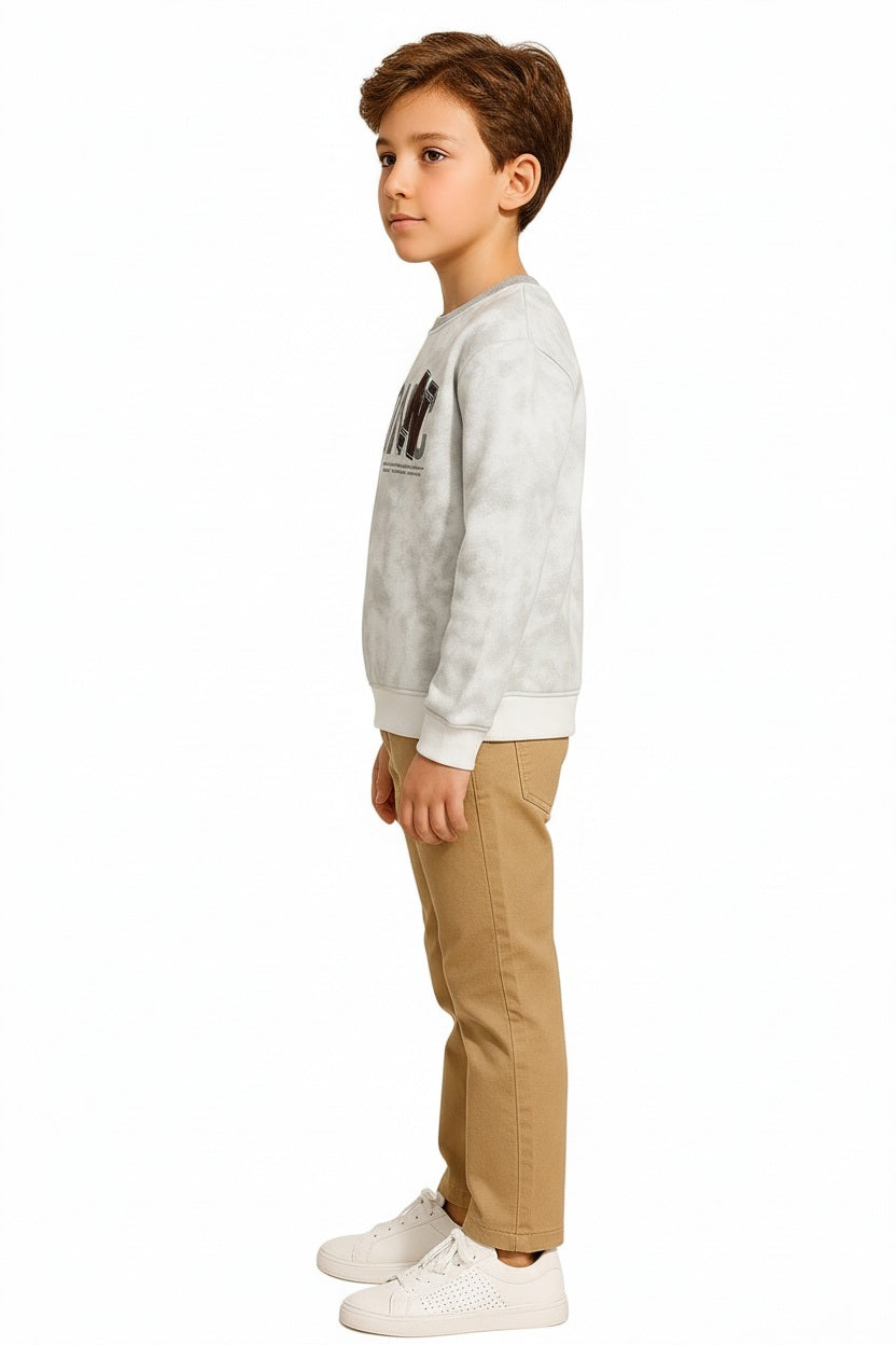 Boys Round Neck Camouflage Sweatshirt