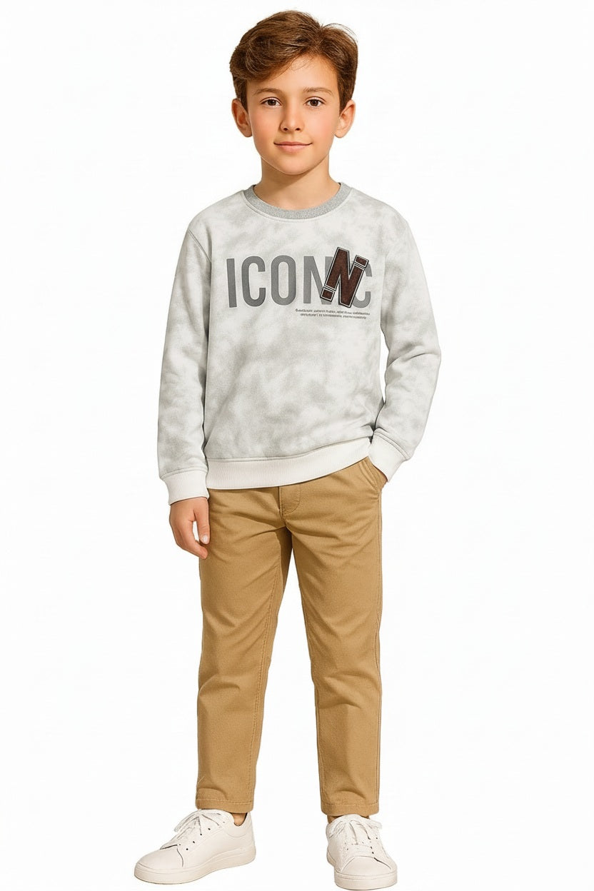 Boys Round Neck Camouflage Sweatshirt