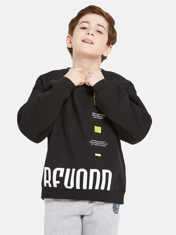 Octave Boys Black Printed Sweatshirt