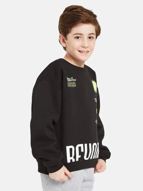 Octave Boys Black Printed Sweatshirt