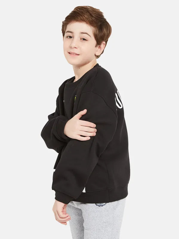 Octave Boys Black Printed Sweatshirt