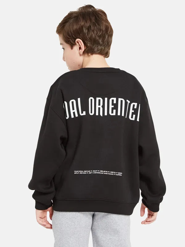 Octave Boys Black Printed Sweatshirt