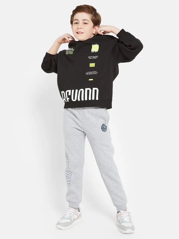 Octave Boys Black Printed Sweatshirt