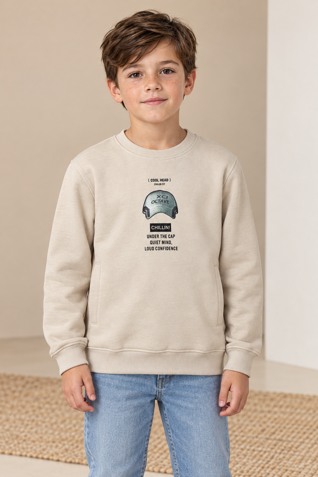 Junior Boys Arona Cotton Brushed Fleece Graphic Sweatshirt – Regular Fit