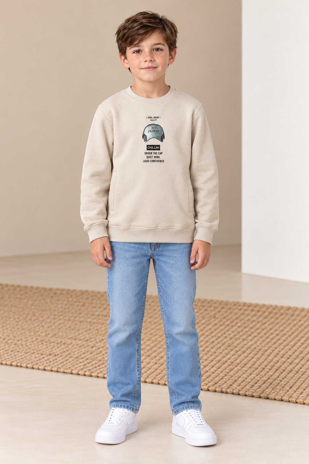 Junior Boys Arona Cotton Brushed Fleece Graphic Sweatshirt – Regular Fit