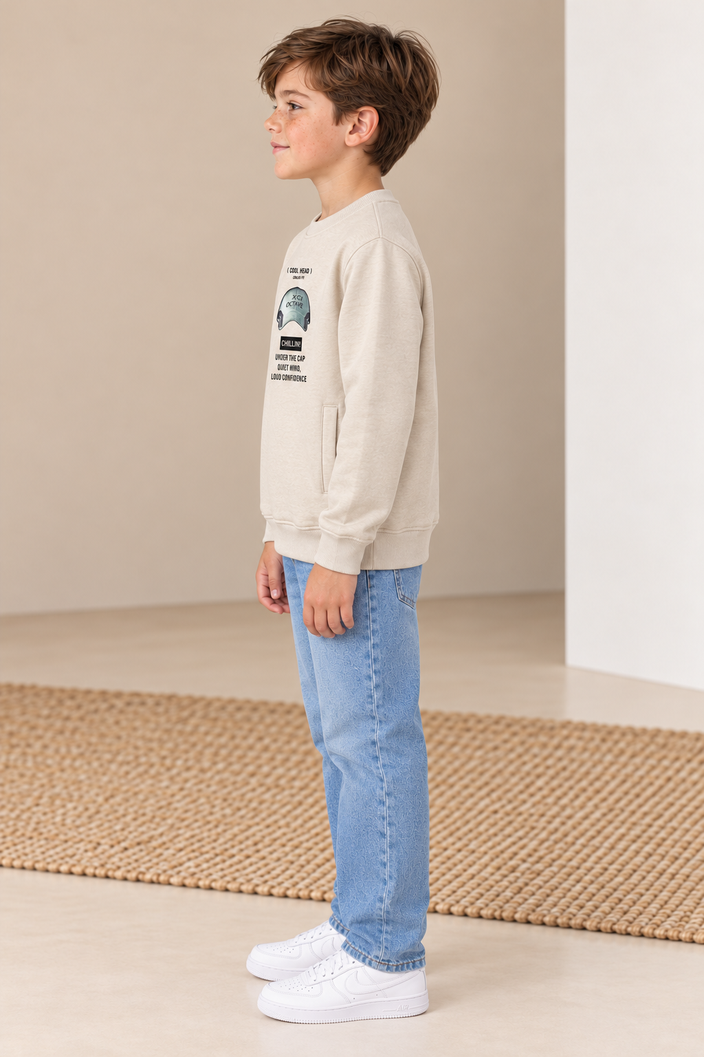 Junior Boys Arona Cotton Brushed Fleece Graphic Sweatshirt – Regular Fit