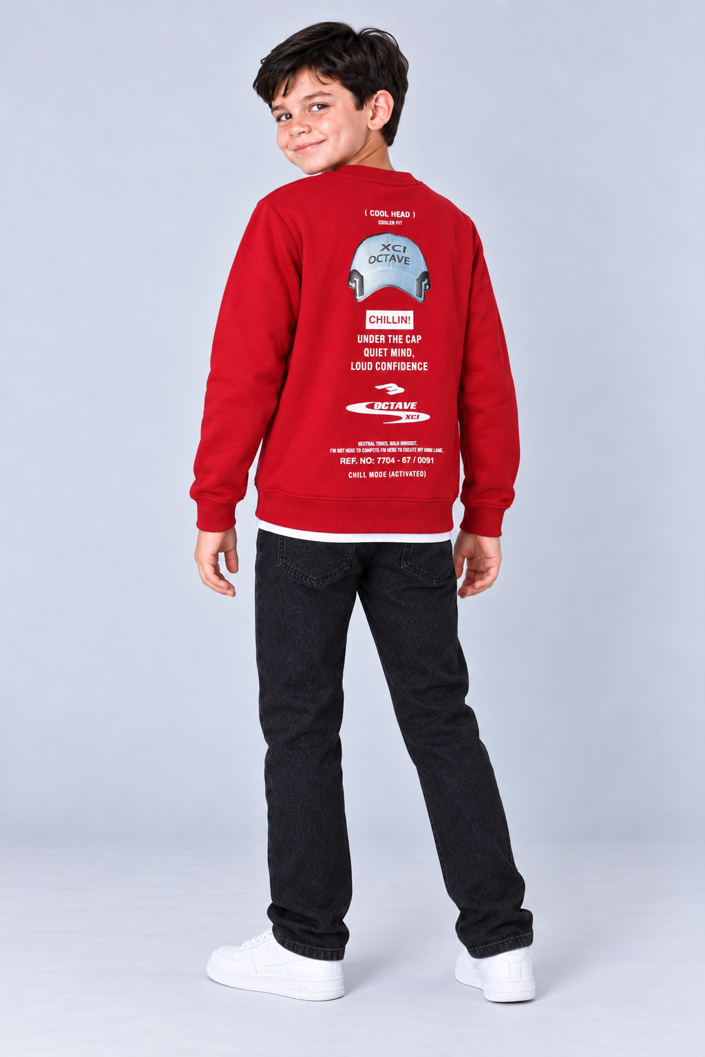 Junior Boys Brick Cotton Brushed Fleece Graphic Sweatshirt – Regular Fit