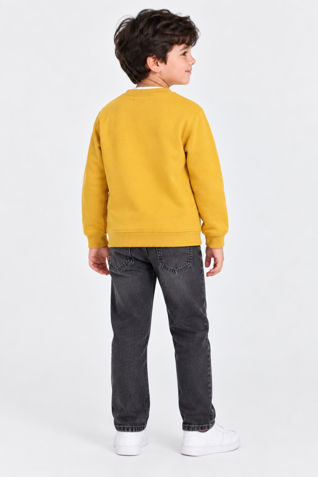 Junior Boys Mustard Cotton Brushed Fleece Graphic Sweatshirt – Regular Fit