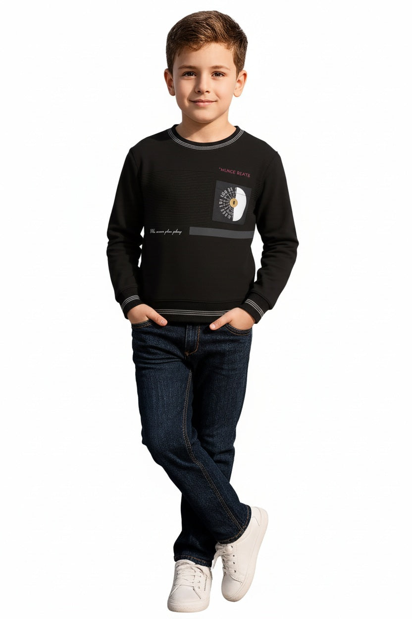 Boys Round Neck Graphic Print  Sweatshirt