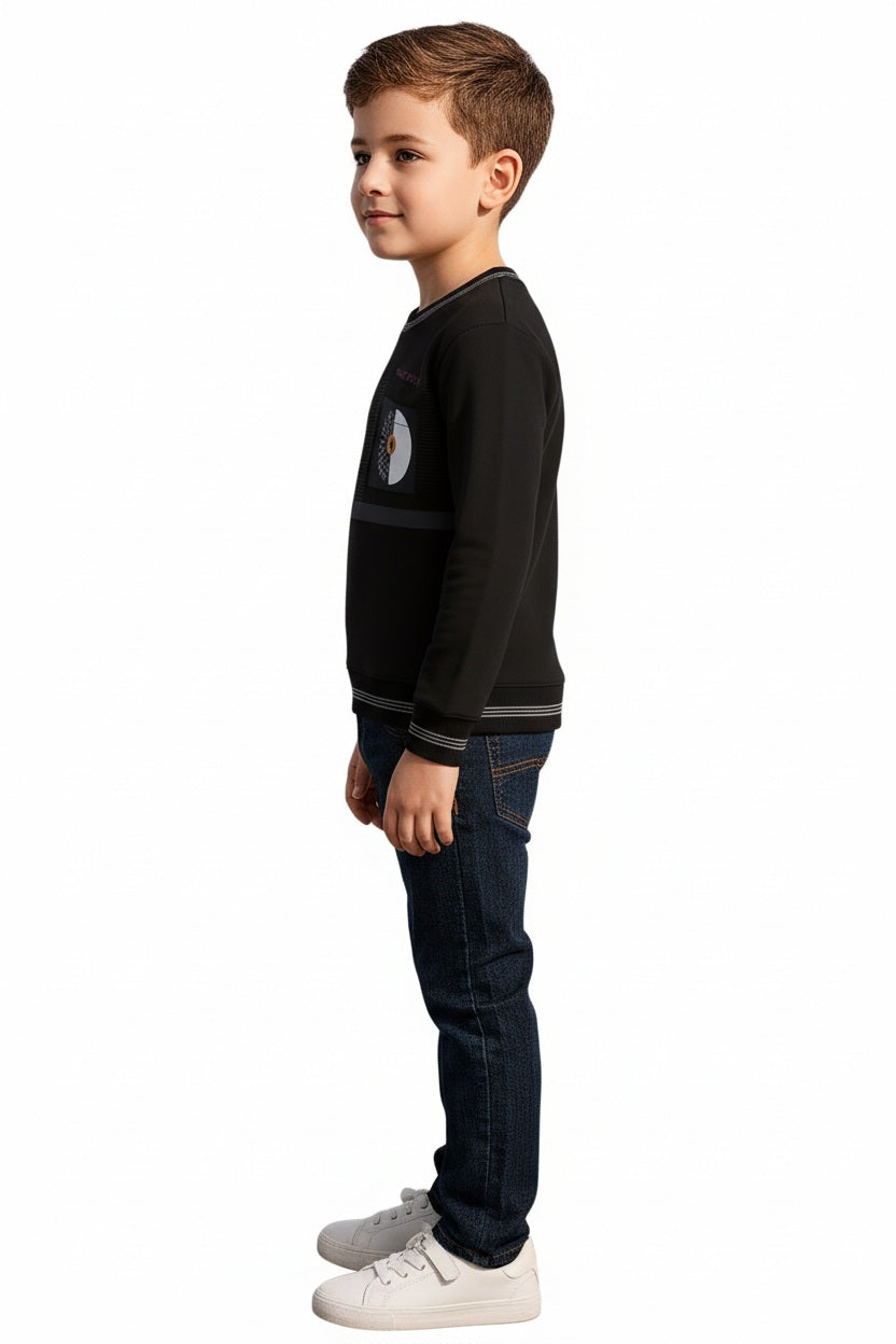 Boys Round Neck Graphic Print  Sweatshirt