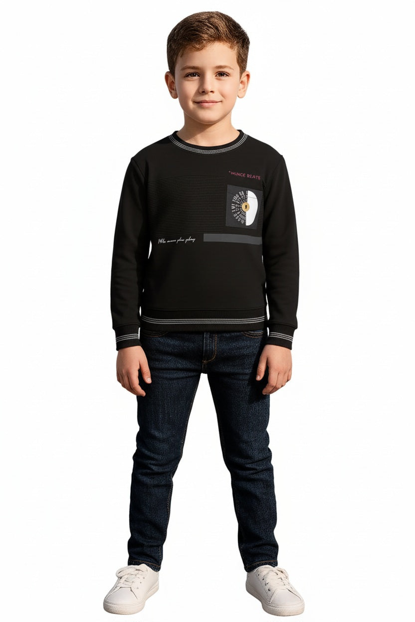 Boys Round Neck Graphic Print  Sweatshirt