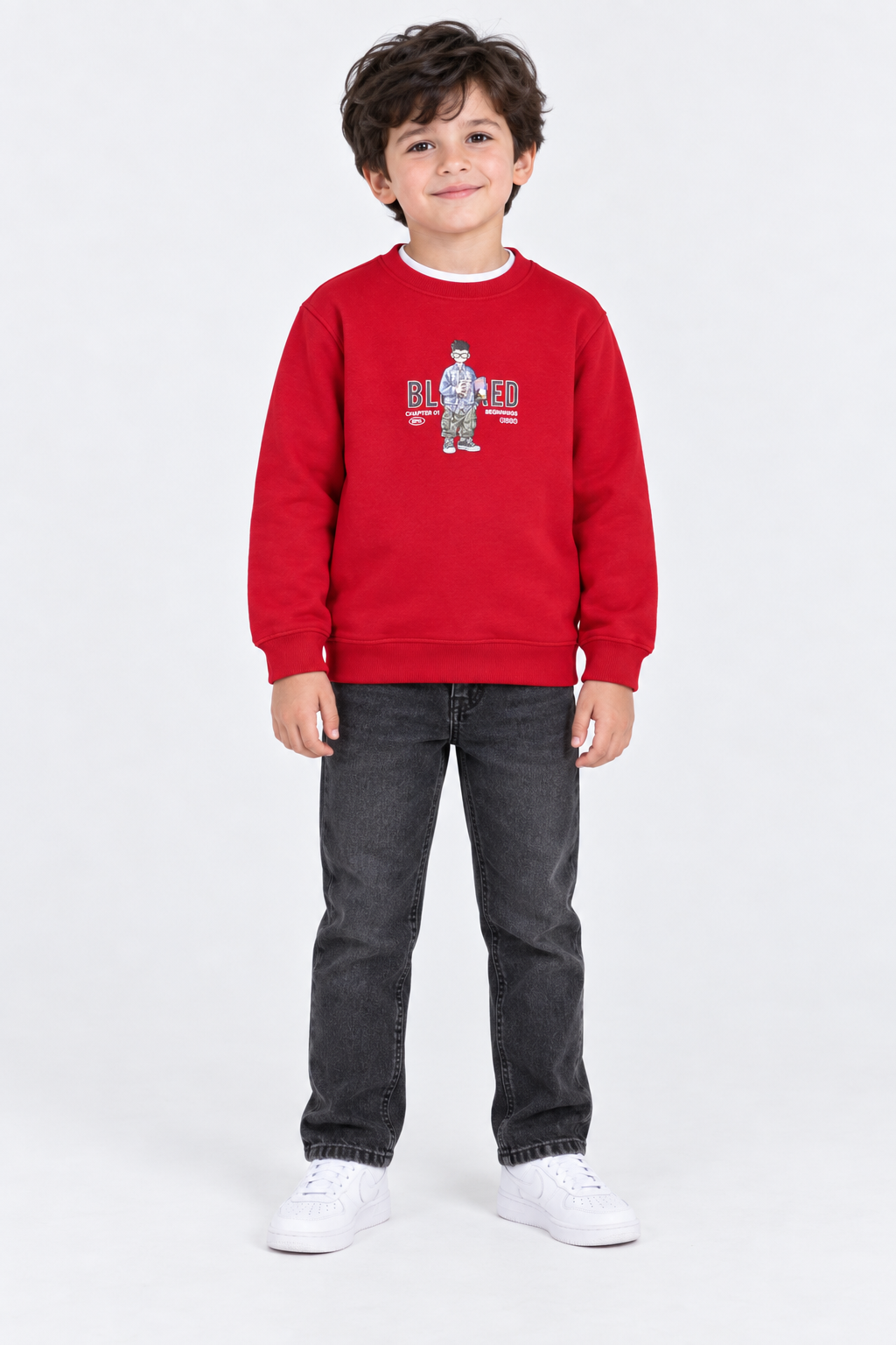Junior Boys Brick Cotton Brushed Fleece Graphic Sweatshirt – Regular Fit