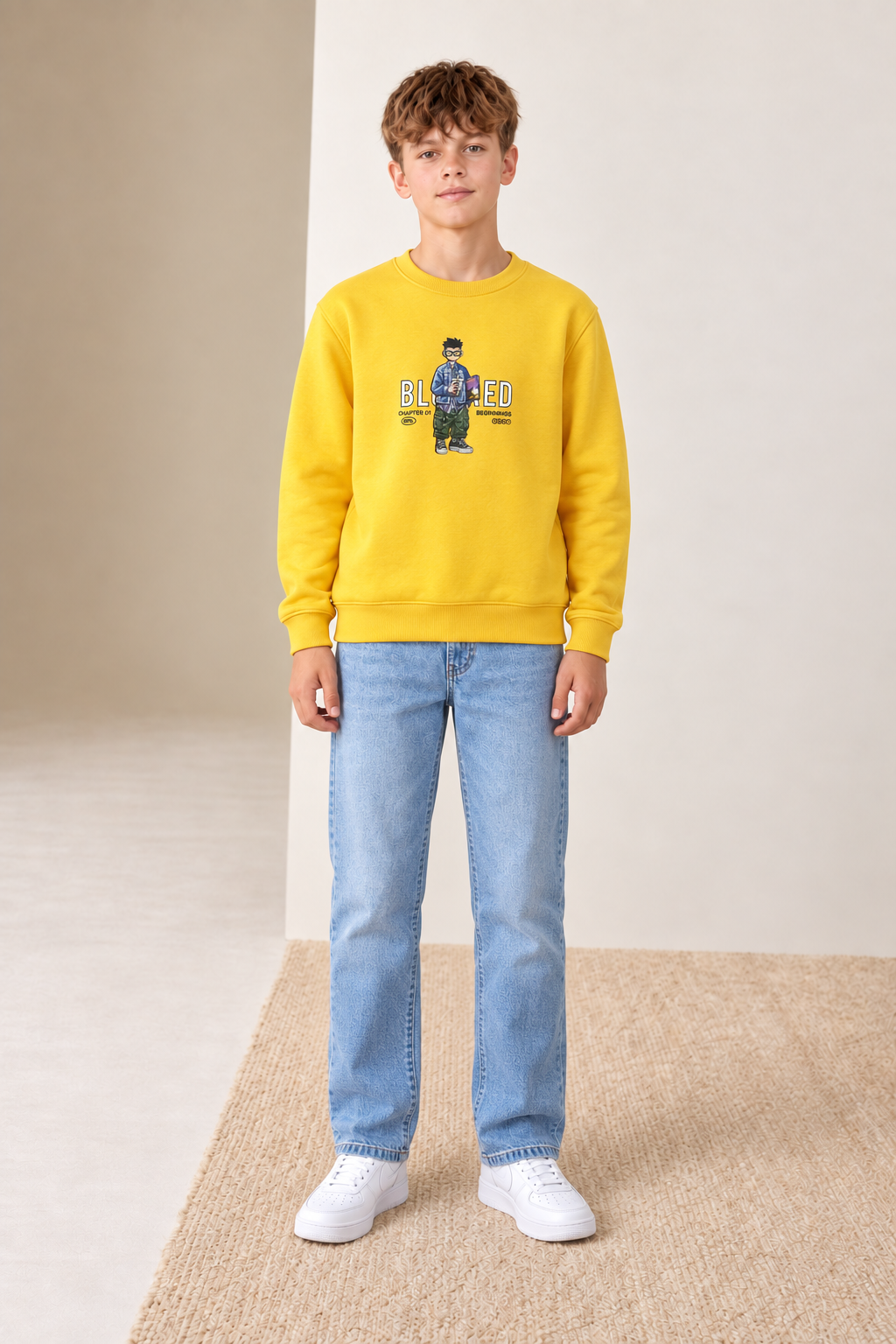 Junior Boys Regular Fit Graphic Sweatshirt - Sunbeam Yellow   Short Description