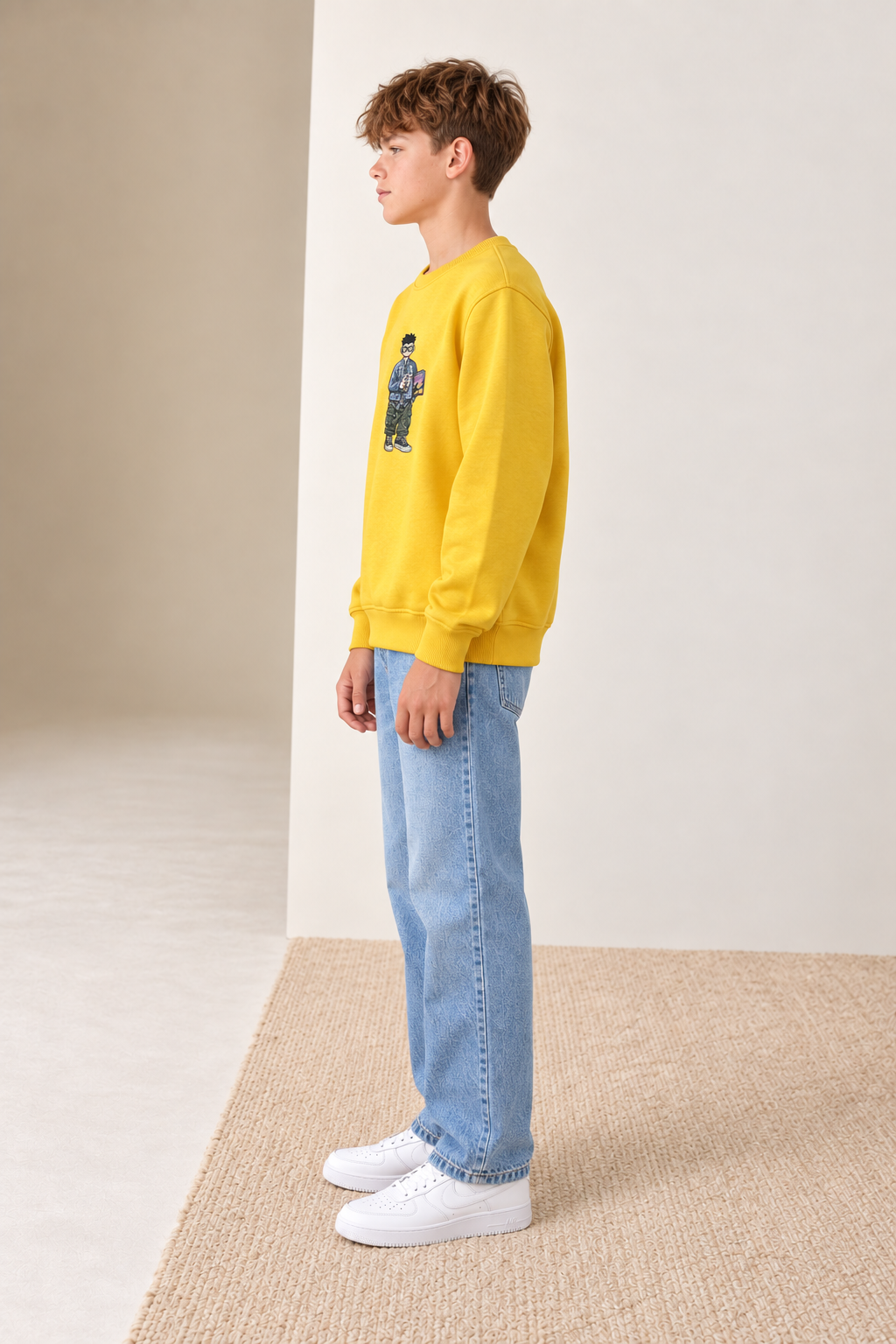 Junior Boys Regular Fit Graphic Sweatshirt - Sunbeam Yellow   Short Description