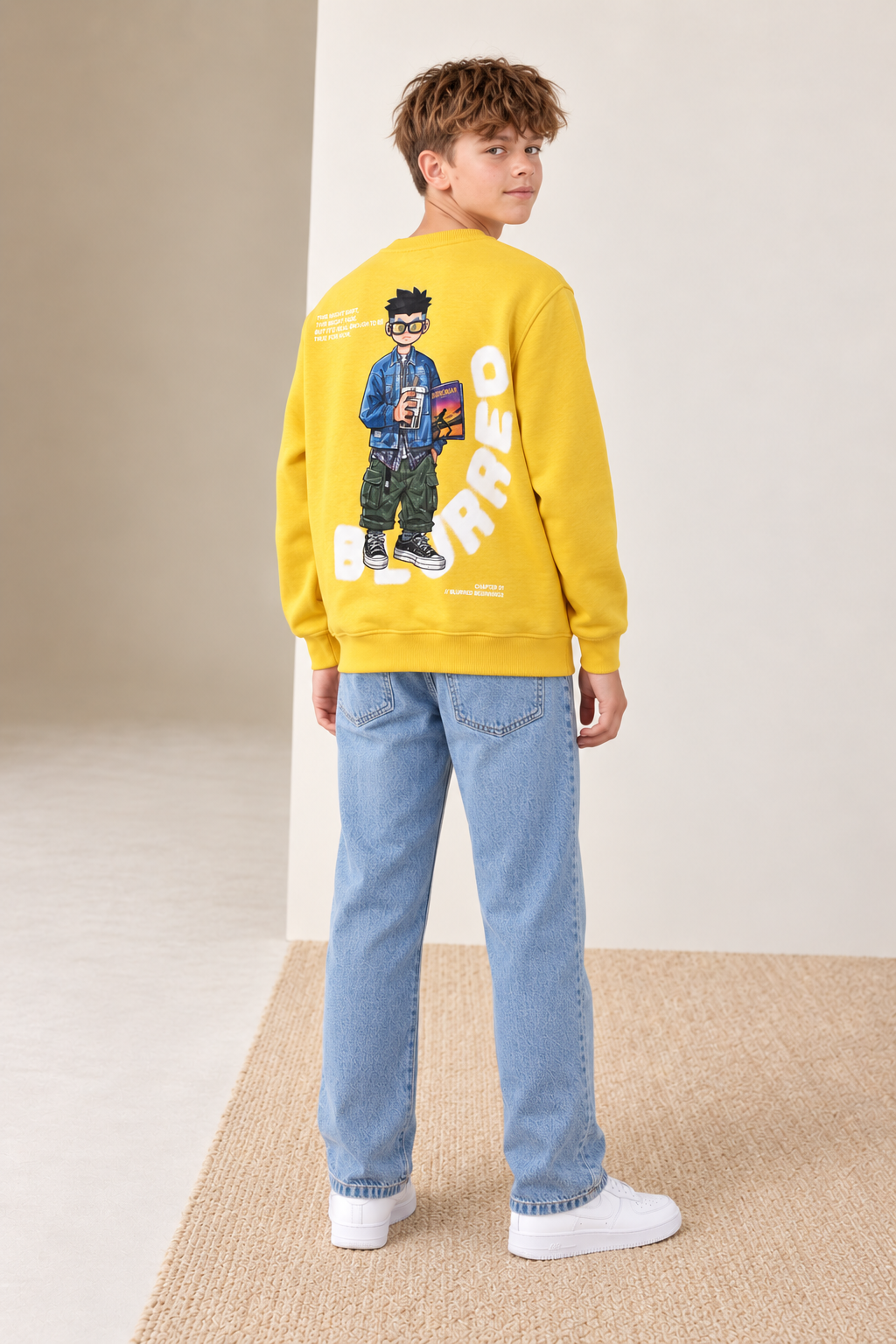 Junior Boys Regular Fit Graphic Sweatshirt - Sunbeam Yellow   Short Description