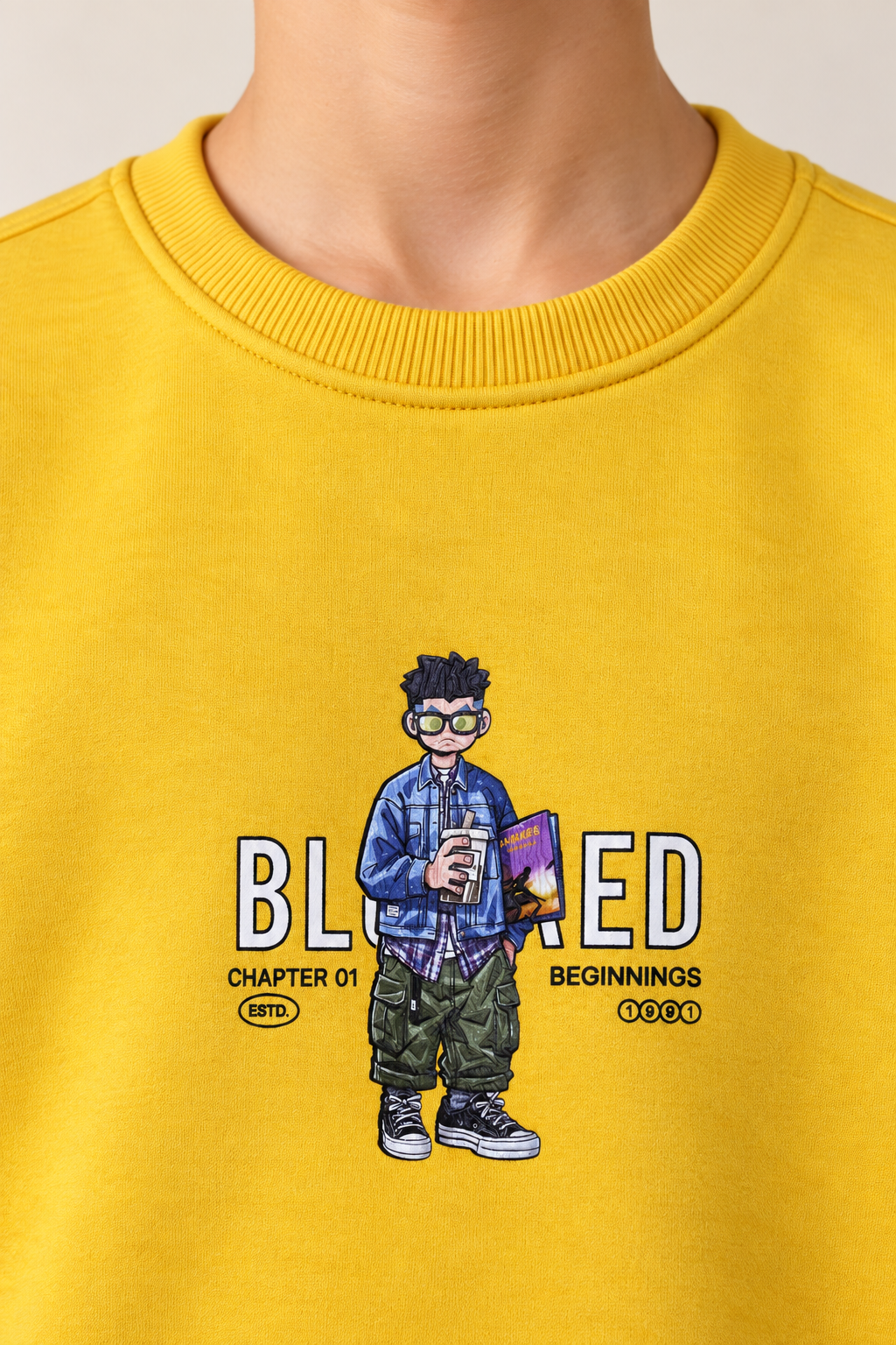 Junior Boys Regular Fit Graphic Sweatshirt - Sunbeam Yellow   Short Description