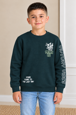 Junior Boy Knitted Brushed Cotton Pacific Sweatshirt with "Game Play" Graphic Print