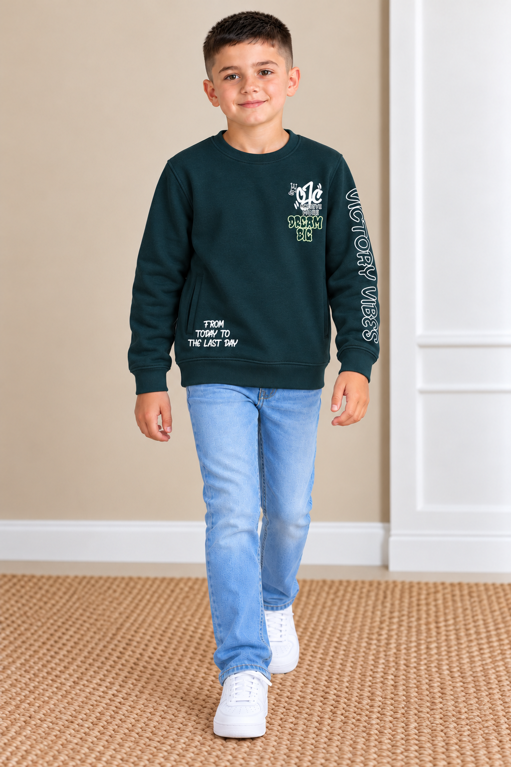 Junior Boy Knitted Brushed Cotton Pacific Sweatshirt with "Game Play" Graphic Print